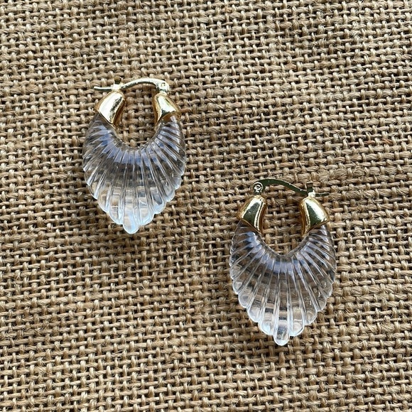 Arctic Clear Vintage Hoops Gold Plated Transparent Loop New NWOT - Picture 10 of 14